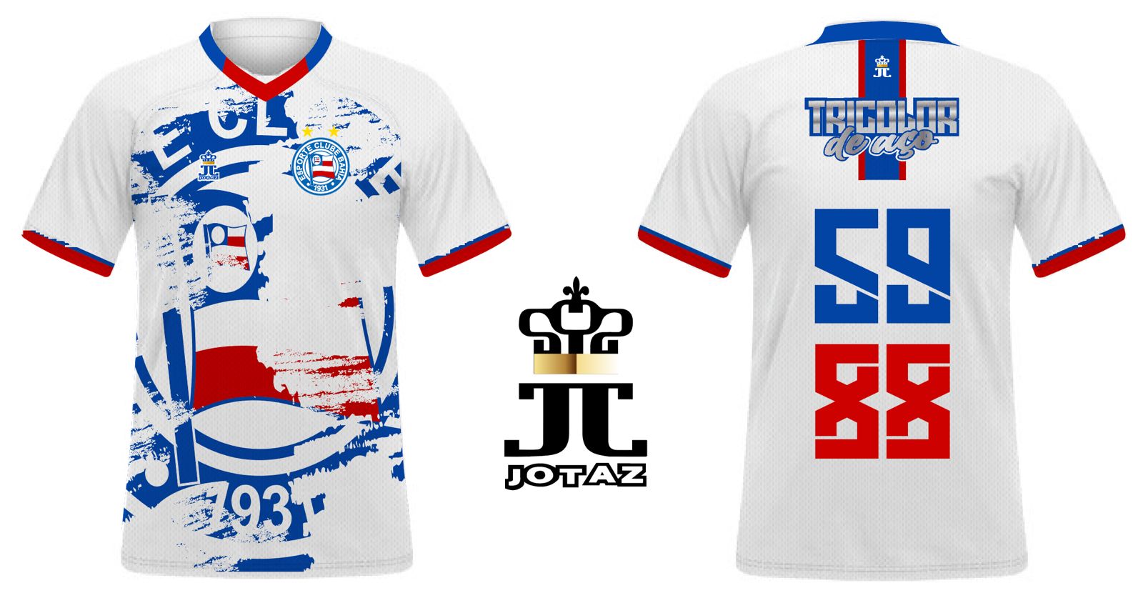 Camisa | Camiseta Infantil do Bahia - Bi Brasileiro 59 88 Escudo Emborrachado - Oficial